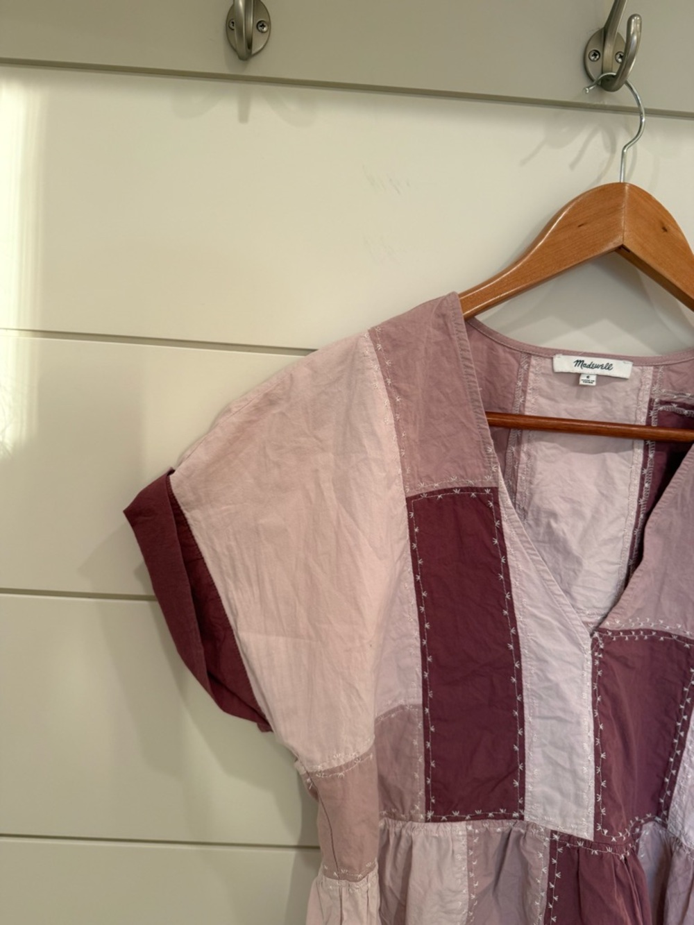Madewell Signature Poplin Patchwork Peplum Top size 6 - Picture 7 of 9